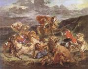 Eugene Delacroix The Lion Hunt (mk09) Sweden oil painting artist